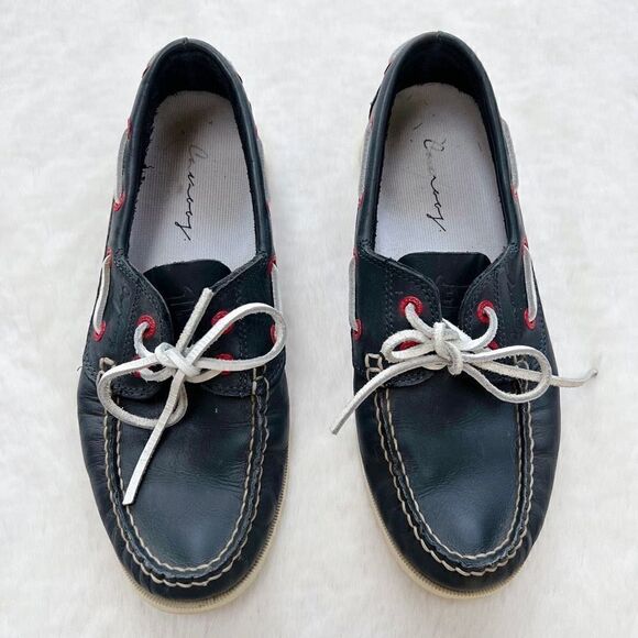 Canoos Golf Shoes Boat Shoe Style Leather Preppy Navy Blue Red size women’s 8 - Picture 1 of 12